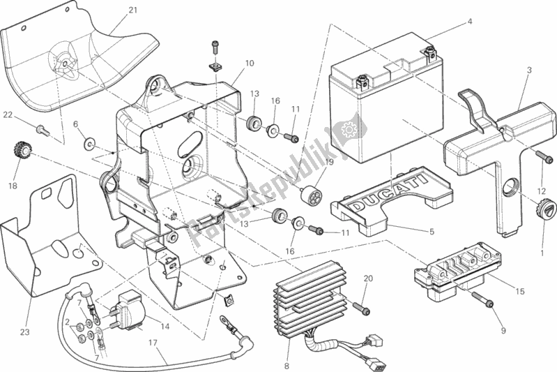 All parts for the Battery of the Ducati Superbike 848 EVO USA 2012